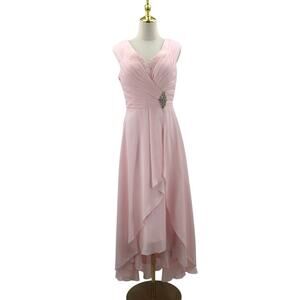FORMAL 8 M pink embellished party mother of bride madrina hi low dress NEW b111
